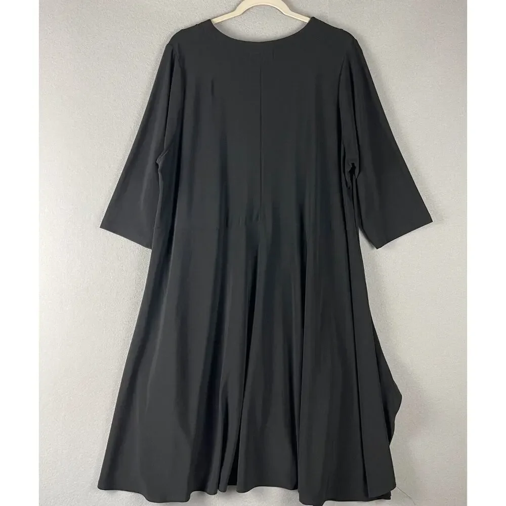 Sympli Grand Tunic Dress Womens 2G Black Rhinestone Mesh Asymmetrical Lagenlook‎